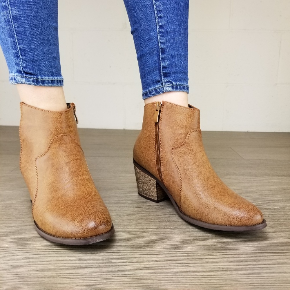 Cowgirl Ankle Booties Faux Leather - Picture 4 of 8